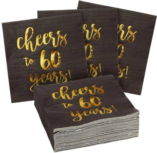 Serviette in tre strati 50 pezzi - Nero/ Oro - Decorazioni per festa - 25 x 25 cm - Serviette per festa