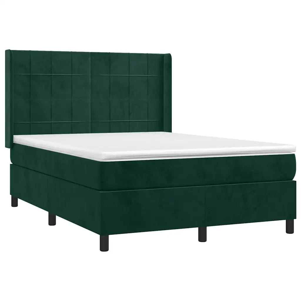 Giroletto a Molle con Materasso Verde Scuro 140x190 cm Velluto 3132678