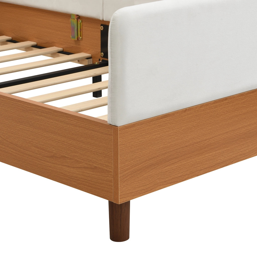 Letto Imbottito Singolo ¨C MINIMAL ¨C Velluto Bianco con Cassetti 90x200