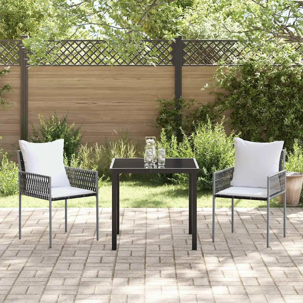 Set da Pranzo per Giardino 3 pcs Marrone e Nero Rattan in PE