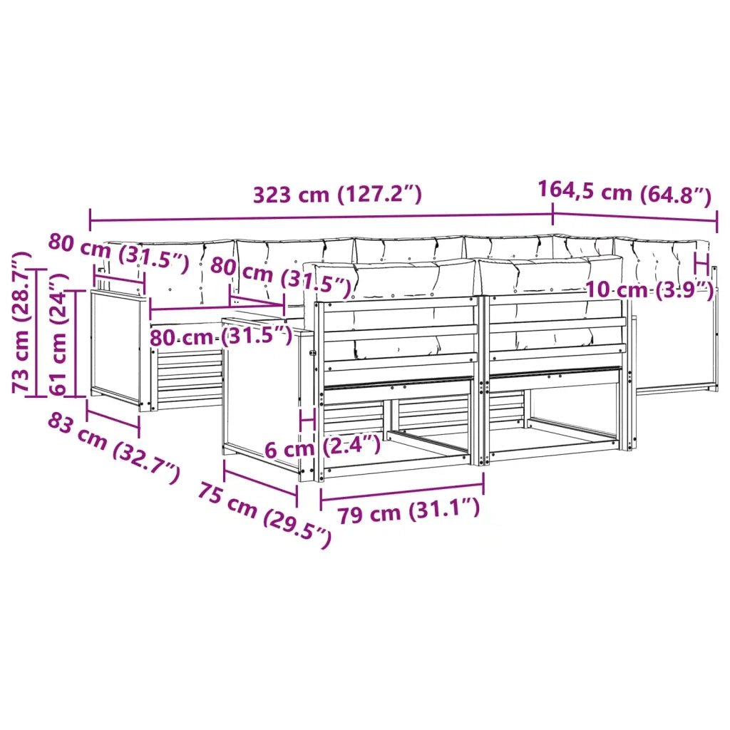 Set di divani da esterno 7 pz 3383466