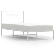 Letto singolo | Letto per adulti | Giroletto con Testiera Metallo Bianco 107x203 cm
