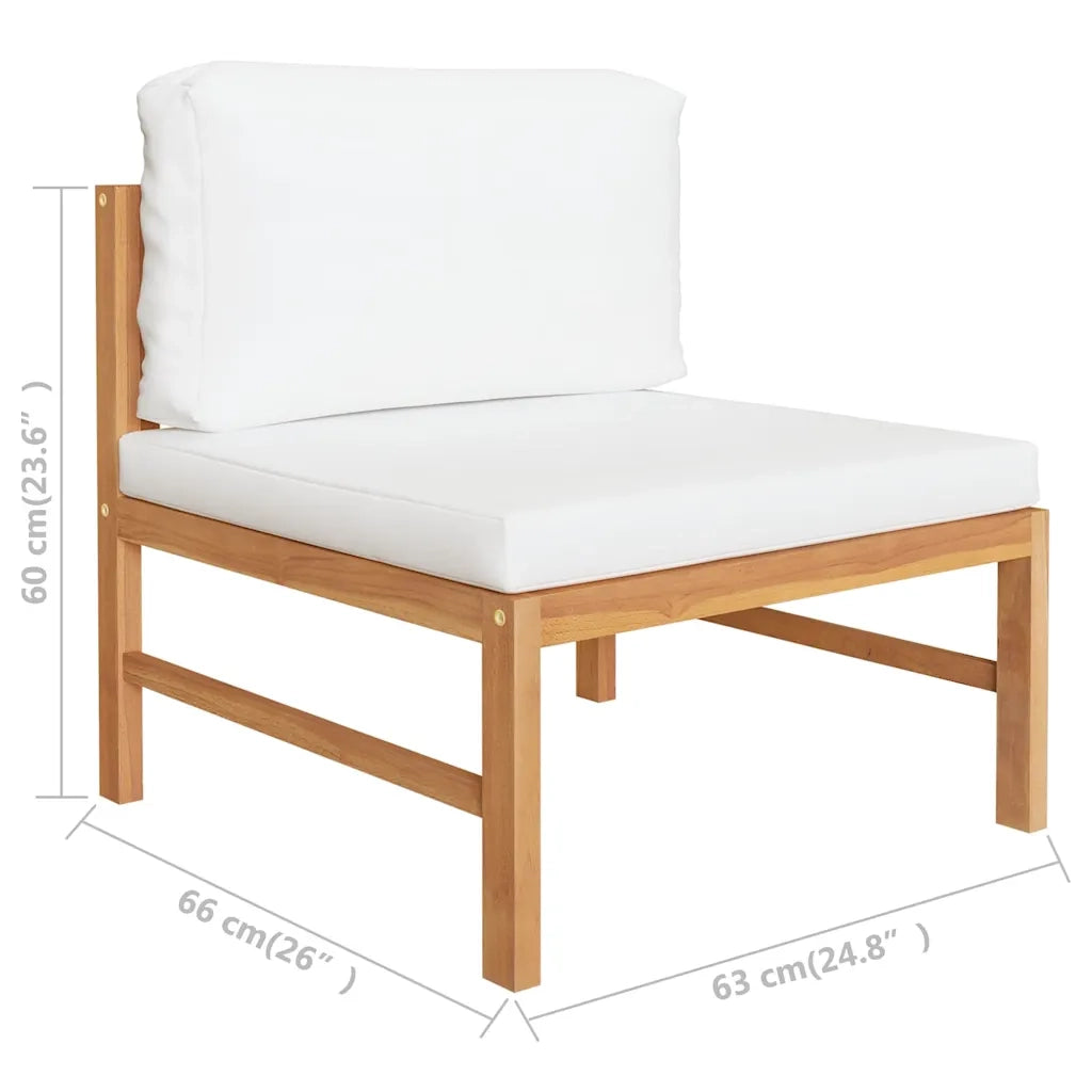 Salotto da Giardino-Set Divani Giardino 2 pz Cuscini Crema in Legno di Teak 465689