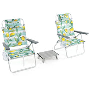 Set di sedie da spiaggia pieghevoli 66 x 65 x 91 cm schienale regolabile in 5 posizioni design moderno in alluminio verde 20_0011857