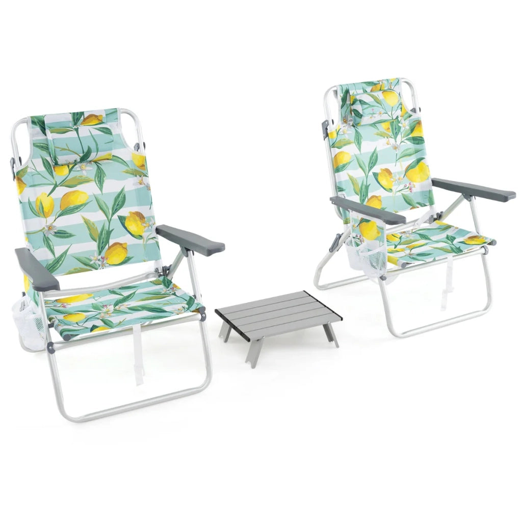 Set di sedie da spiaggia pieghevoli 66 x 65 x 91 cm schienale regolabile in 5 posizioni design moderno in alluminio verde 20_0011857