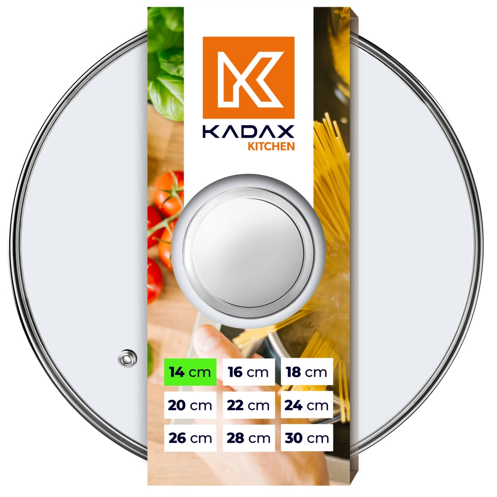 Coperchio in vetro KADAX da 14 cm, universale, resistente al calore, per pentole e padelle.