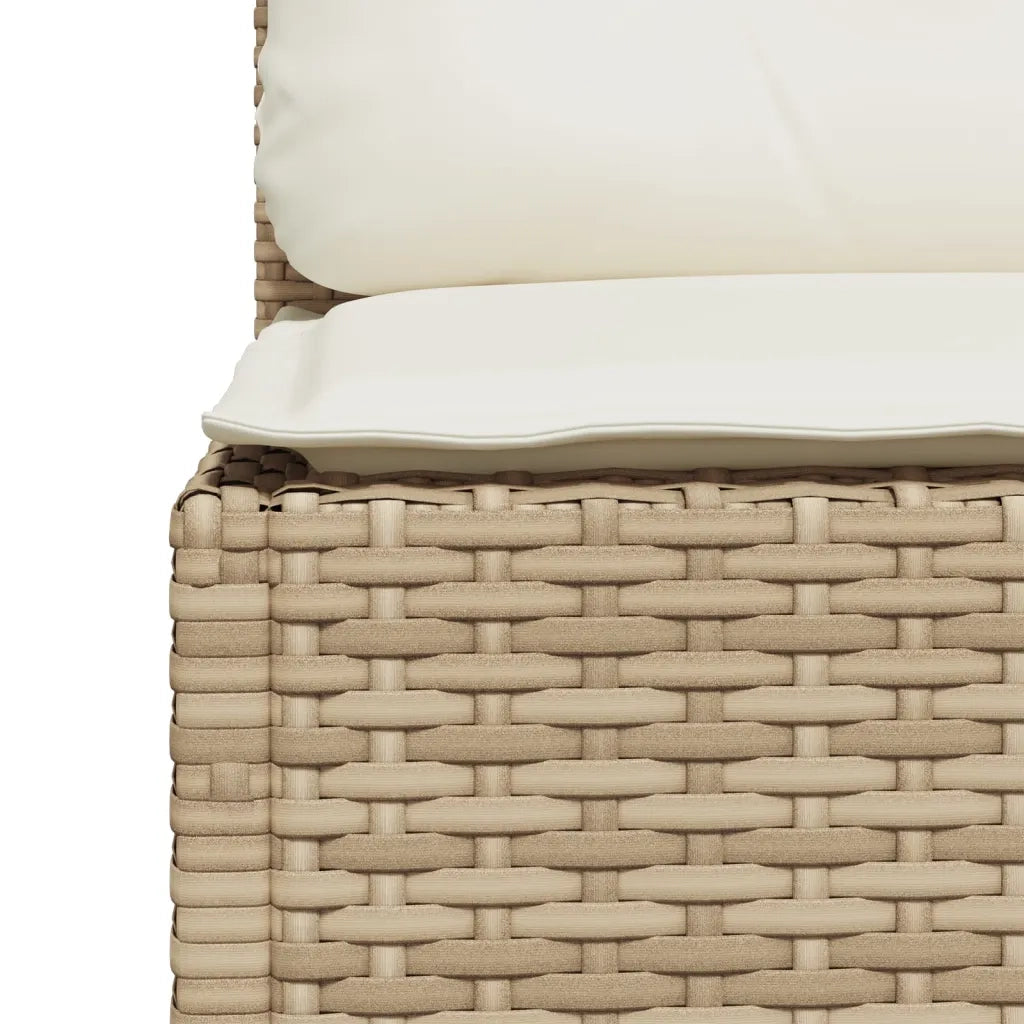 Divano Giardino Senza Braccioli con Cuscini Beige in Polyrattan