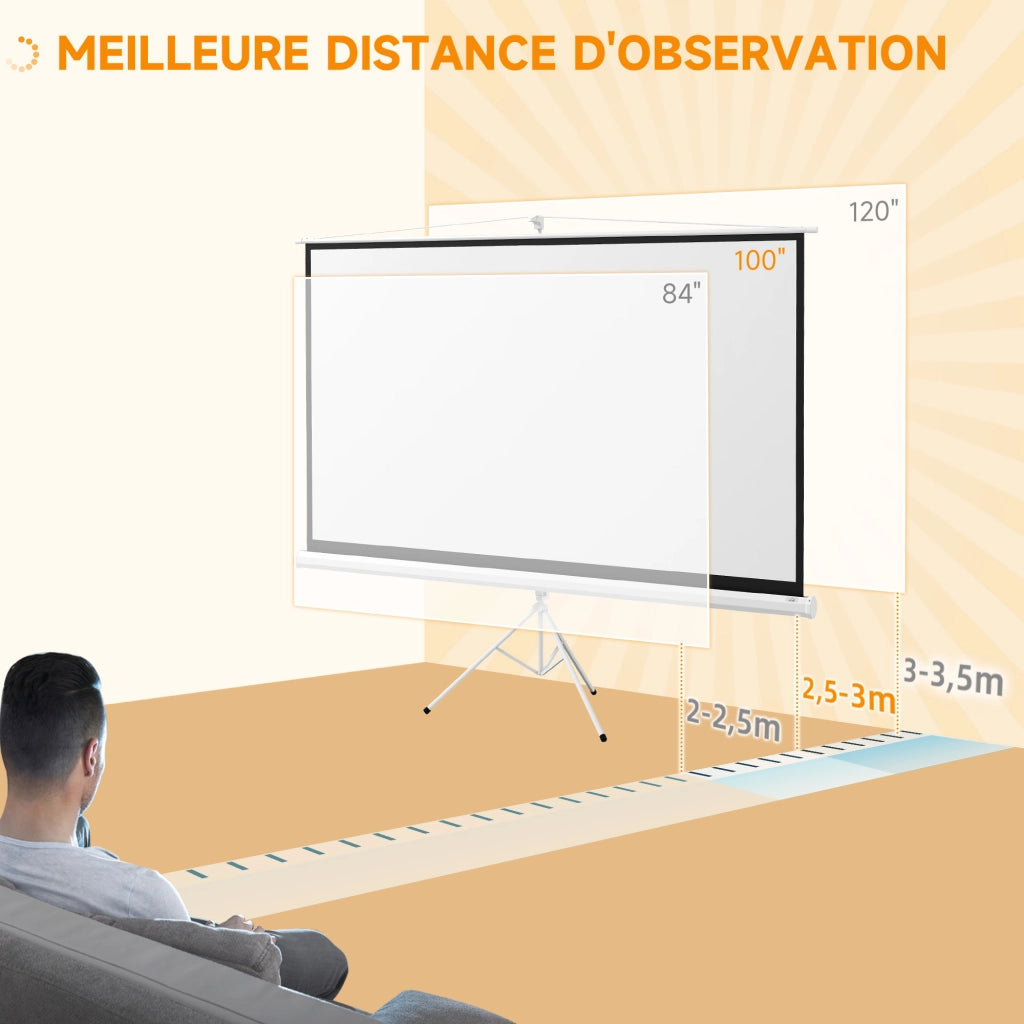 Schermo Proiezione 100 Pollici con Supporto Tripode Regolabile 4K HD 16:9 ¨C zephmum ¨C Bianco