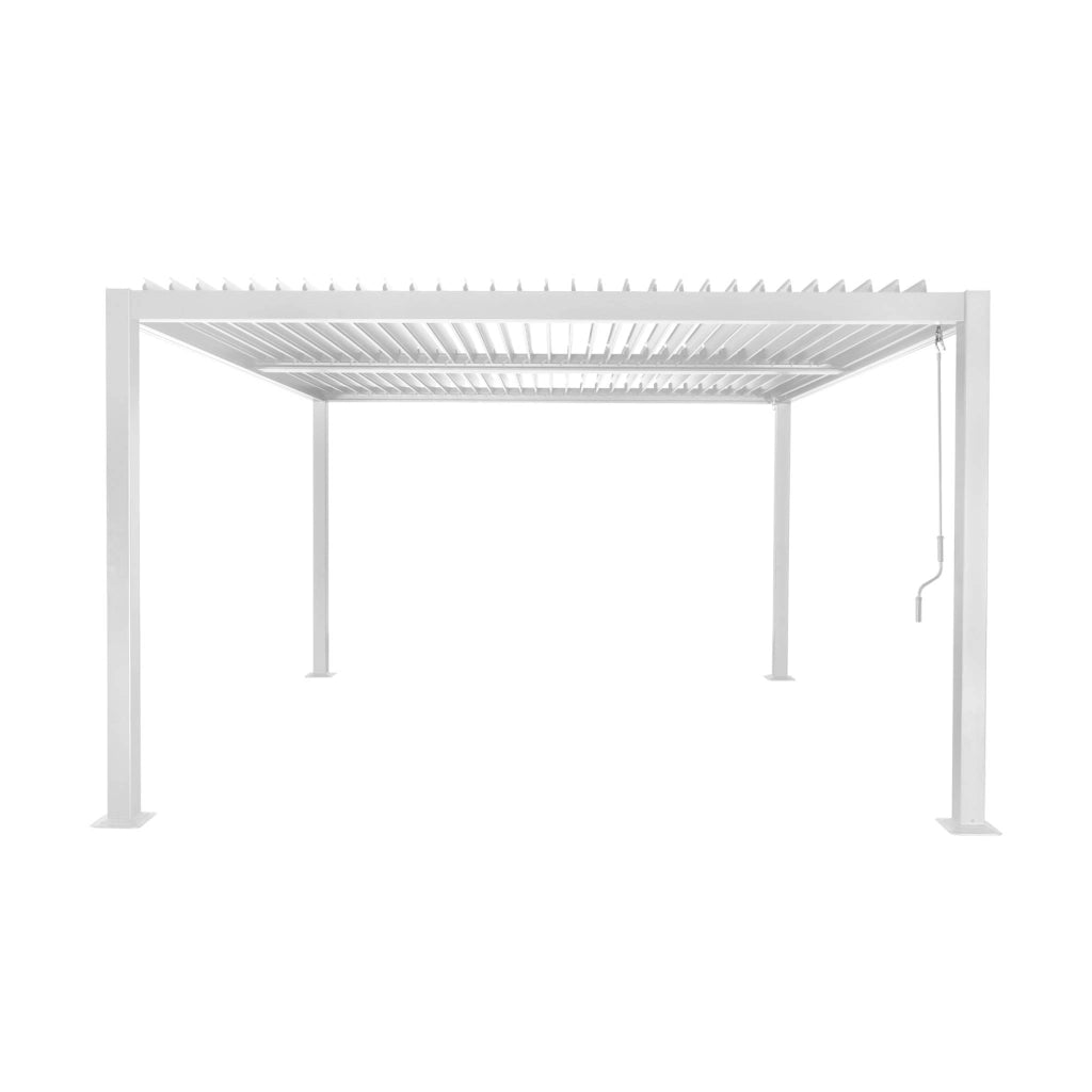 Pergola bioclimatica 3.6x3.6m in alluminio e acciaio con lamelle