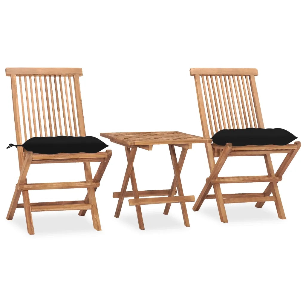 Set da Pranzo Giardino Pieghevole 3 pz Cuscino Massello di Teak cod mxl 43647