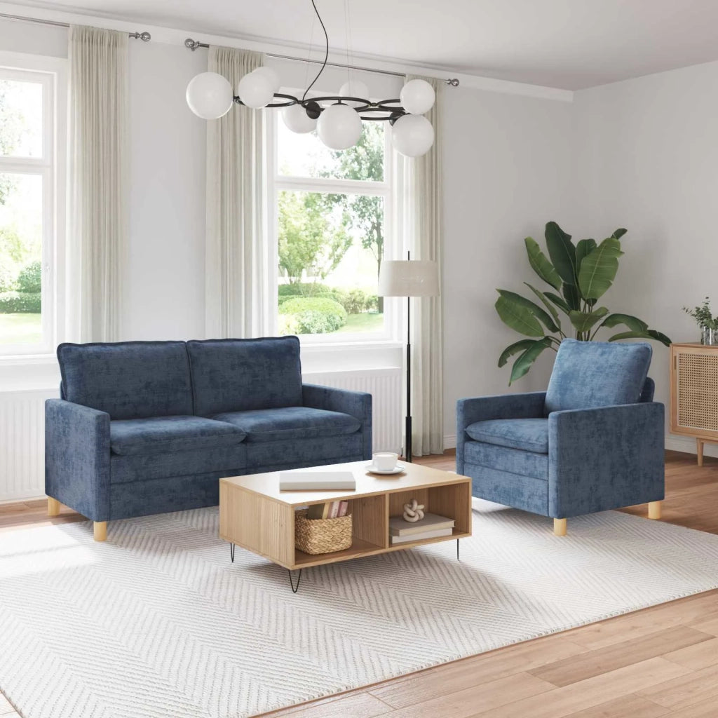 Set di divani 2 pcs Blu Poliestere