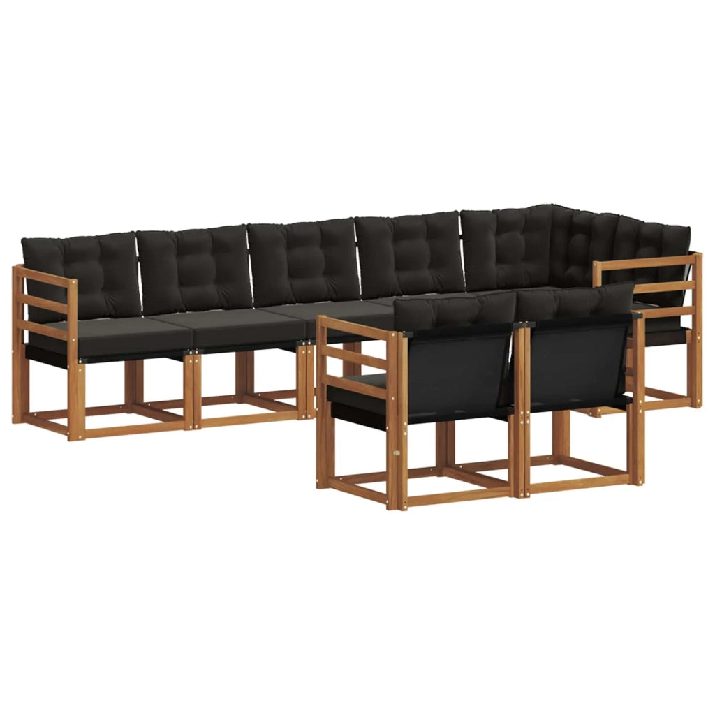 Set di divani da esterno con cuscino 8 pcs Naturale e Nero 3368775