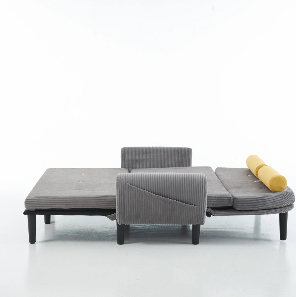 Divano multiforme 133.5x77x85 cm reclinabile in velluto grigio