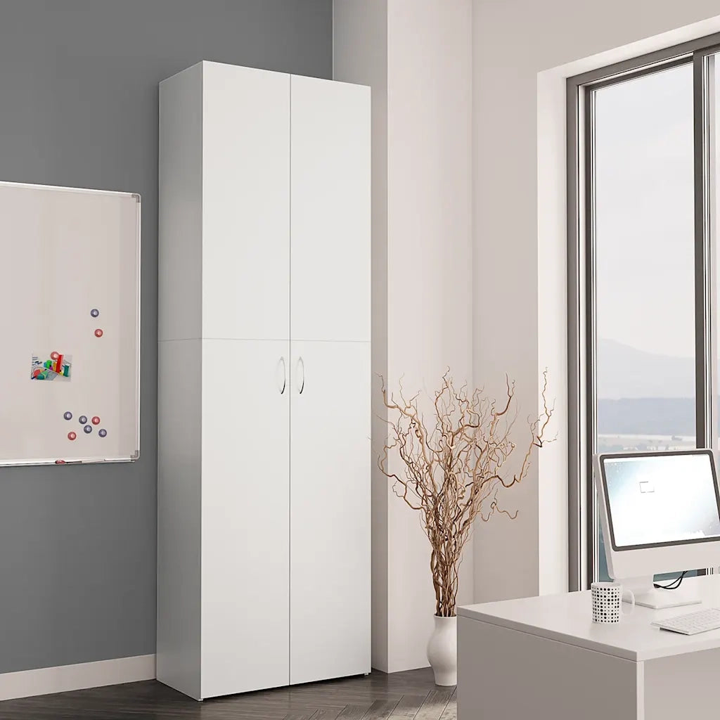 Armadio per Ufficio Bianco 60x32x190 cm in Legno Multistrato