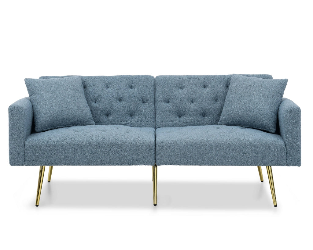 Divano 2 posti con schienale regolabile a 3 livelli in teddy blu