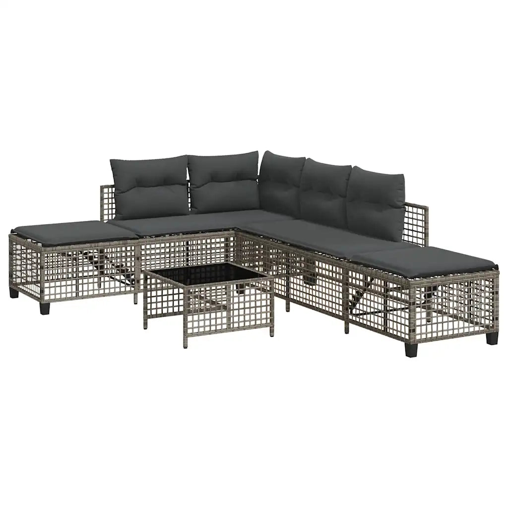 Divani da Giardino ad Angolo 3 pz | Set Salotto da Giardino Cuscini Grigio in Polyrattan