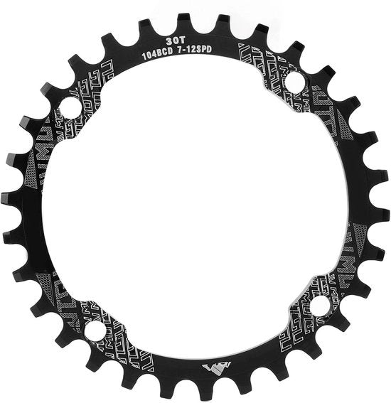 Foglio catena per mountain bike - Materiale: alluminio - 30T - Peso leggero e duraturo - Nero - 104BCD