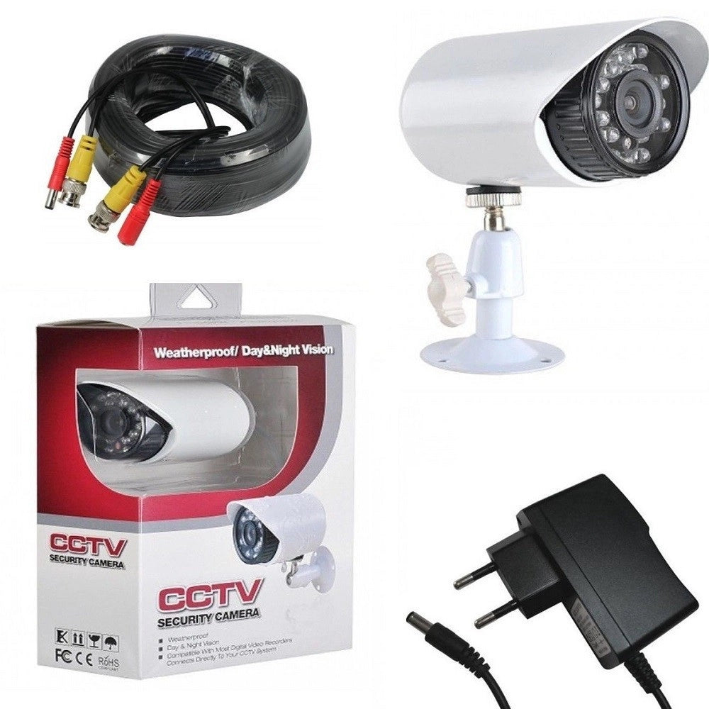 Trade Shop - Telecamera Per Kit Videosorveglianza Waterproof 24 Led 3,6mm Infrarossi Cavo 18m -