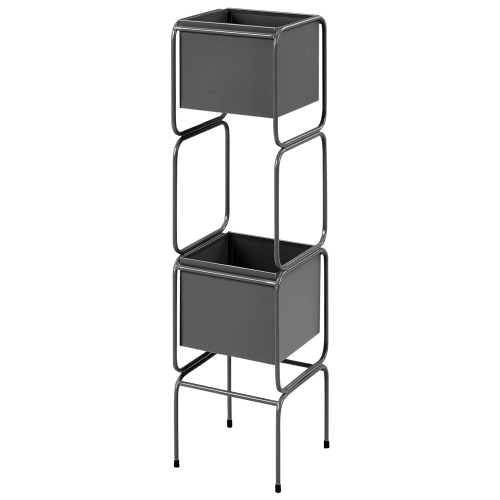 Portapiante a 2 livelli per fioriere rotonde 20 x 20 x 75 cm in metallo nero per interni ed esterni