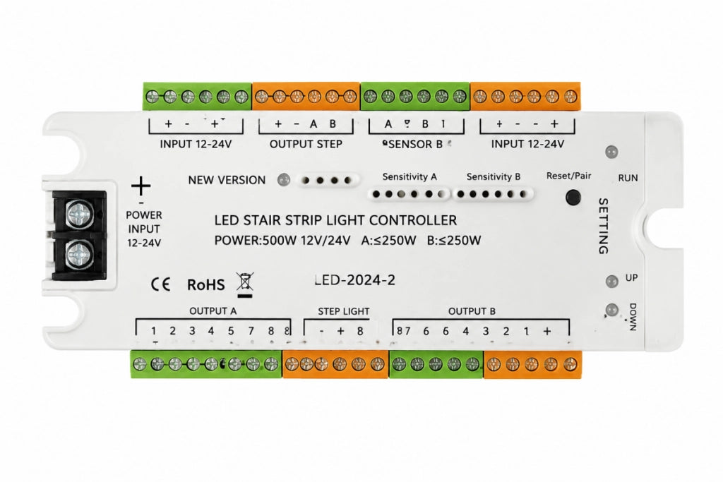 Controller per Scale LED 12V/24V con 2 Sensori A/B Potenza Max 500W CT-32