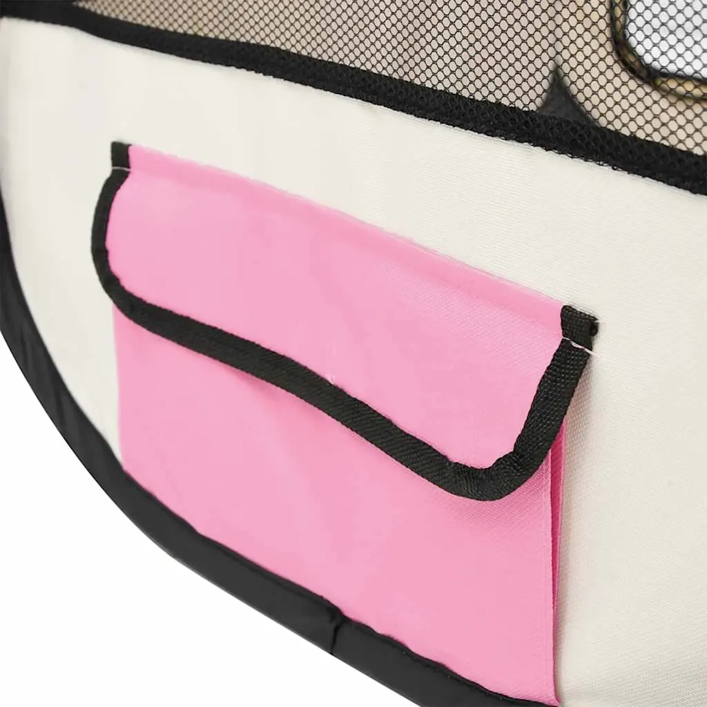 Box per Cani Pieghevole con Borsa Trasporto Rosa 125x125x61 cm cod mxl 54522