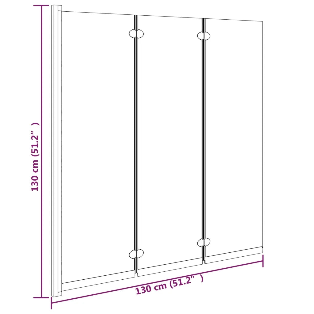 Box Doccia Pieghevole 3 Pannelli 130x130 cm in ESG Nero CFW9012550