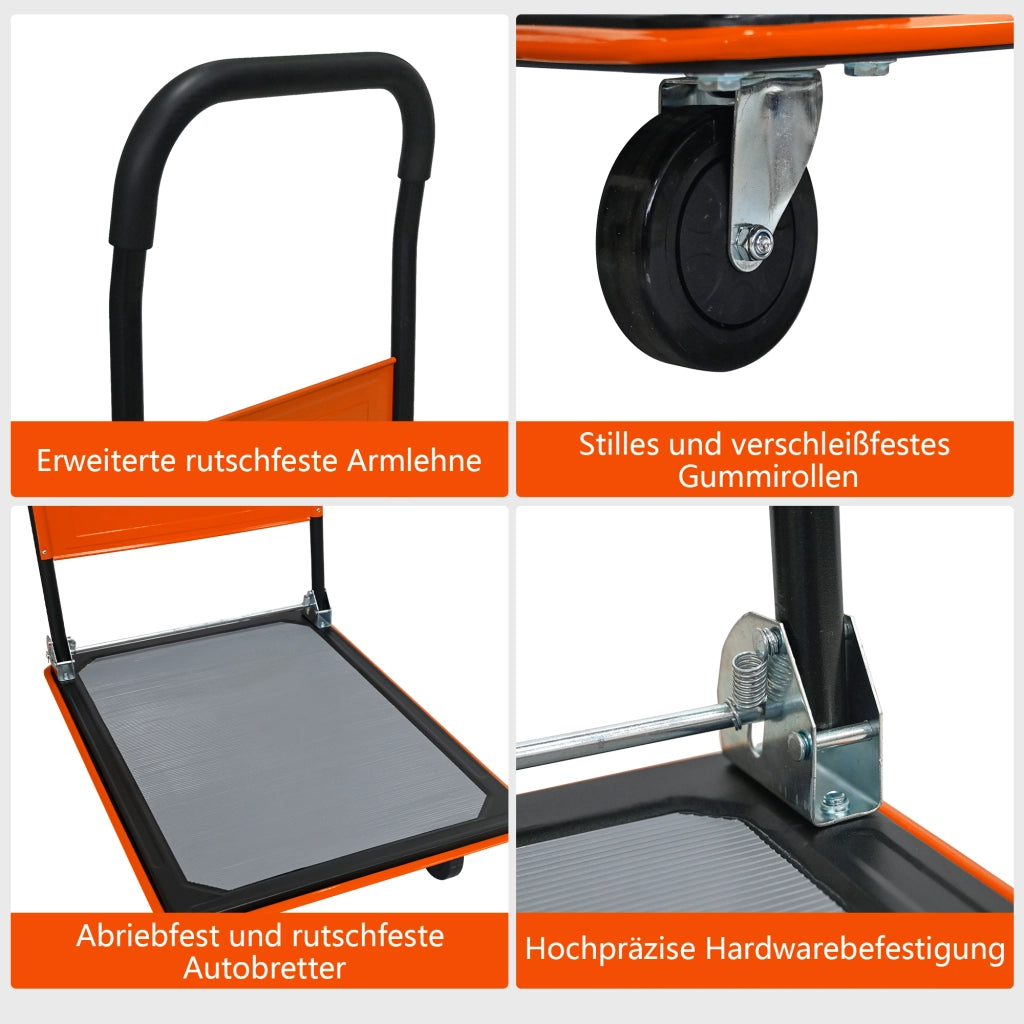CARRELLO PIEGHEVOLE IN ACCIAIO ARANCIONE, PORTATA 150 KG