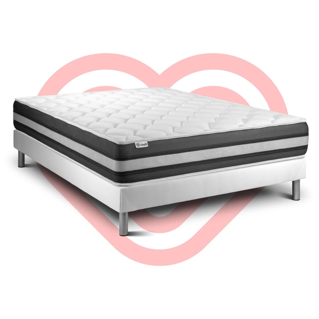 Letto con materasso VITAL SPRING ZEN 140 x 220 cm Rete kit Bianco