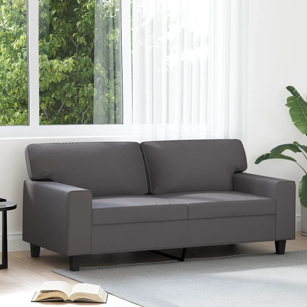 Divano a 2 Posti-Sofa 2 Posti Grigio 140 cm in Similpelle 960799