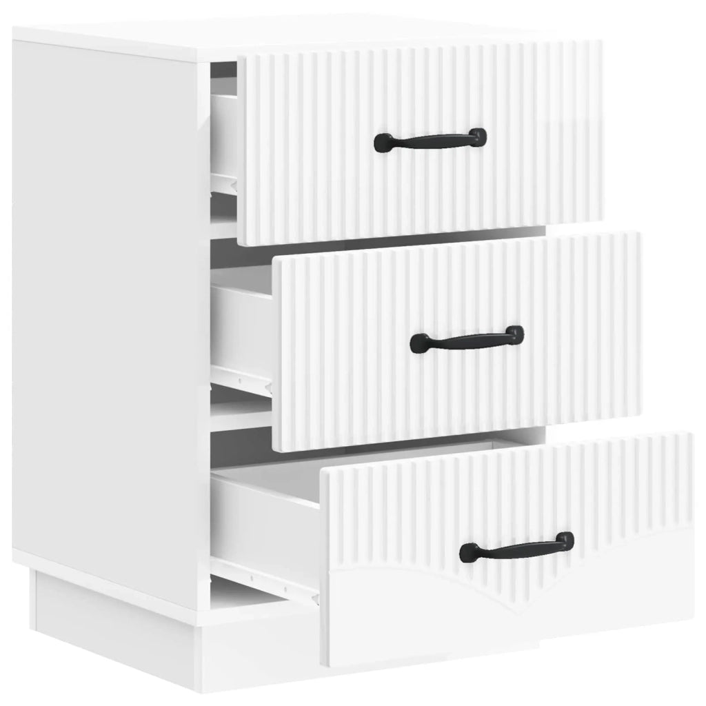 Comodino | Armadio da Notte | Mobiletto da notte con cassetto Bianco Lucido 43 x 41 x 63,5 cm