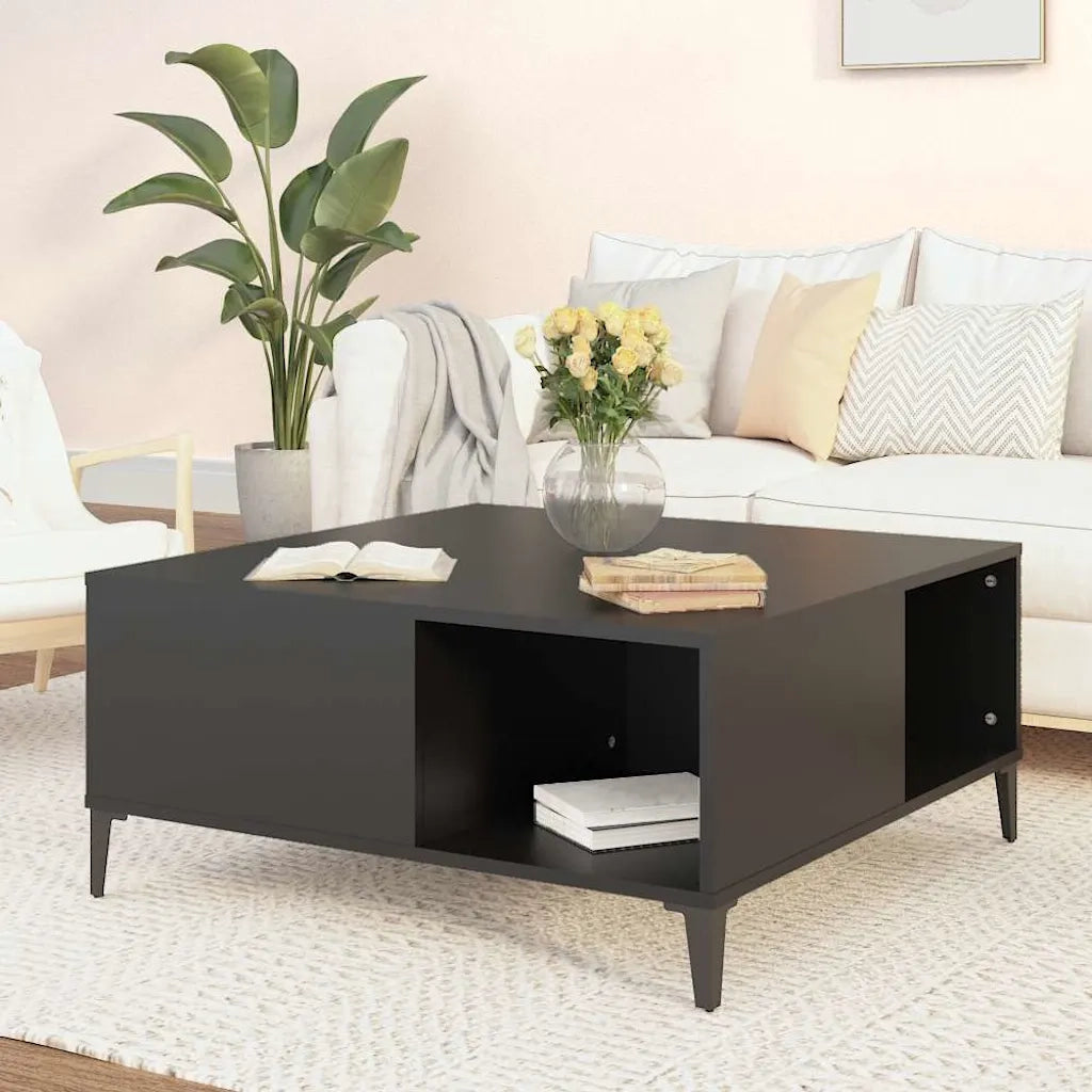 Tavolino da Salotto Nero 80x80x36,5 cm in Legno Multistrato 821101