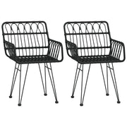 Sedie da Giardino 2 pz | Sedie da Esterno con Braccioli Nero 56x64x80 cm Rattan PE