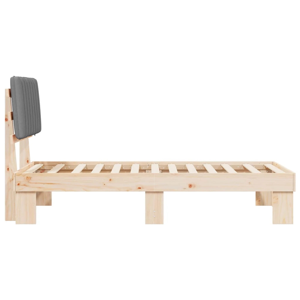 Letto con Testiera Rivestita Grigio chiaro 90 x 190 cm