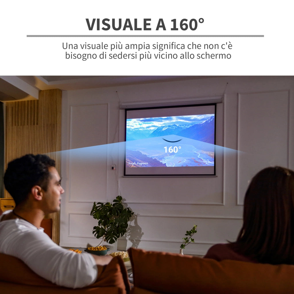 EasyComfort Telo Proiettore 84" Formato 4:3 con Telecomando, in Tessuto Plastico e Metallo, 171x130 cm, Bianco