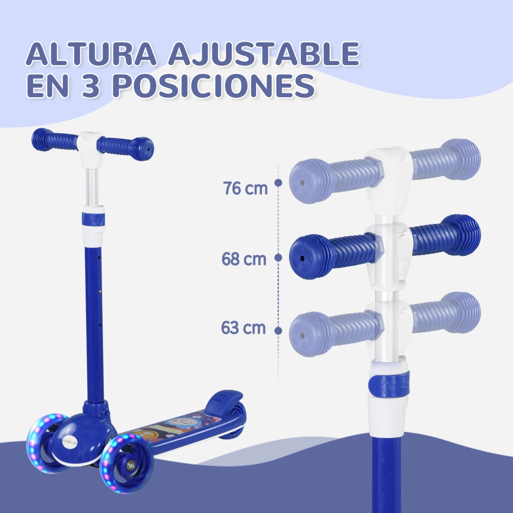 Patinete Bambini con Luci LED ¨C Zephmum ¨C Blu 52x29x63-76 cm