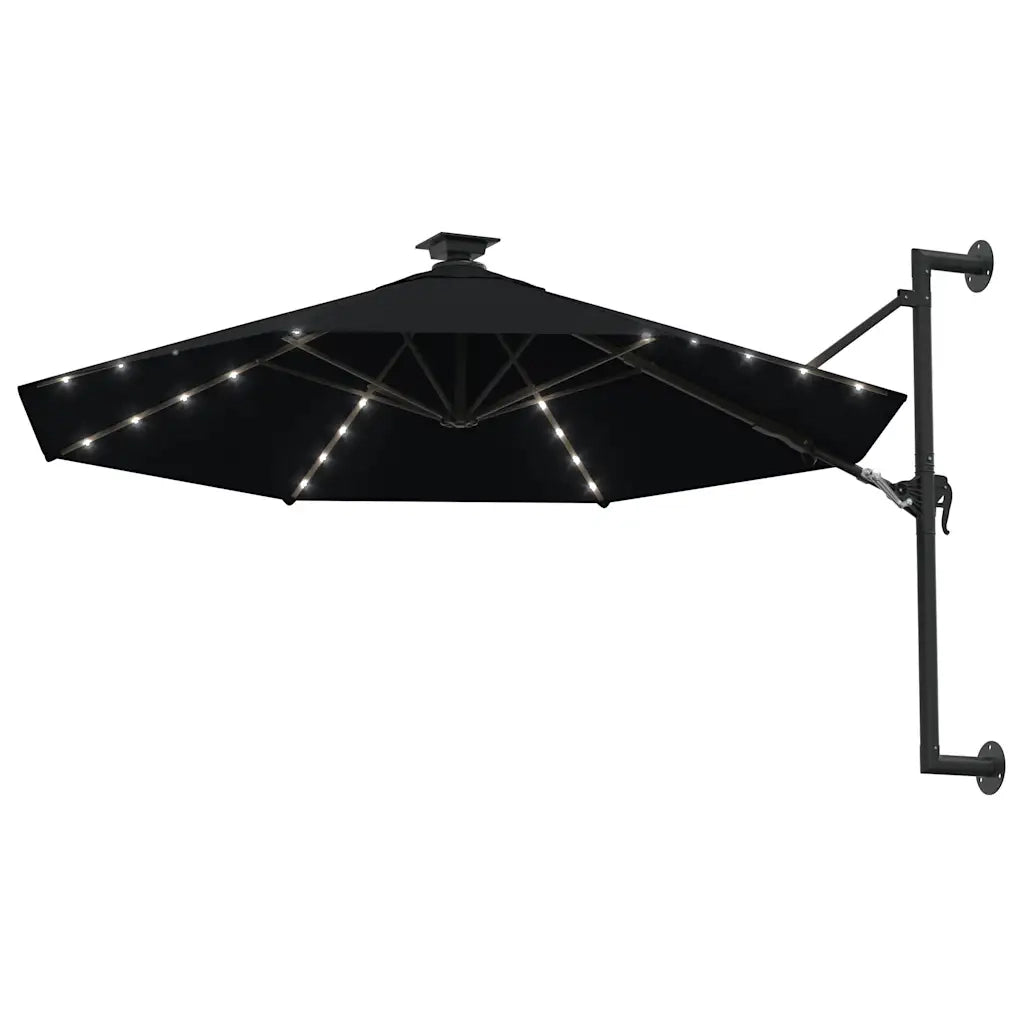 Ombrello | Parasolne da Giardino a Parete con LED 300 cm Nero