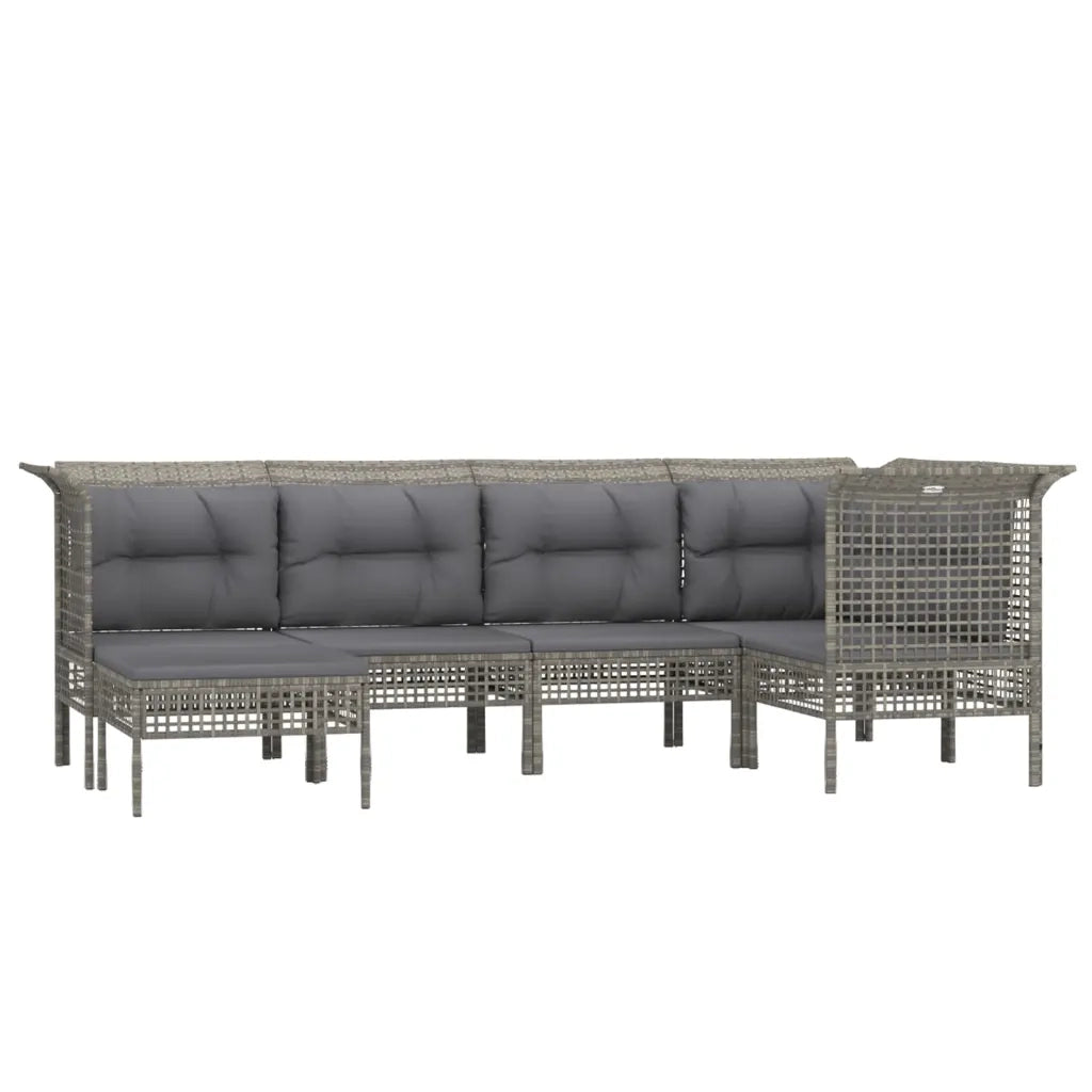 Set Divani da Giardino 6 pz con Cuscini in Polyrattan Grigiocod mxl 76701