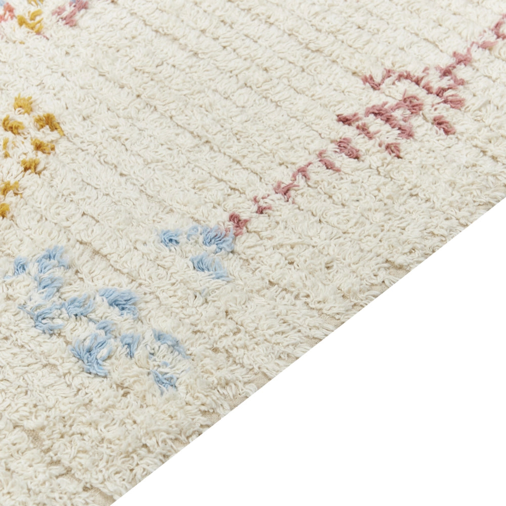 Tappeto in cotone beige 140 x 200 cm motivo geometrico rettangolare soggiorno camera da letto