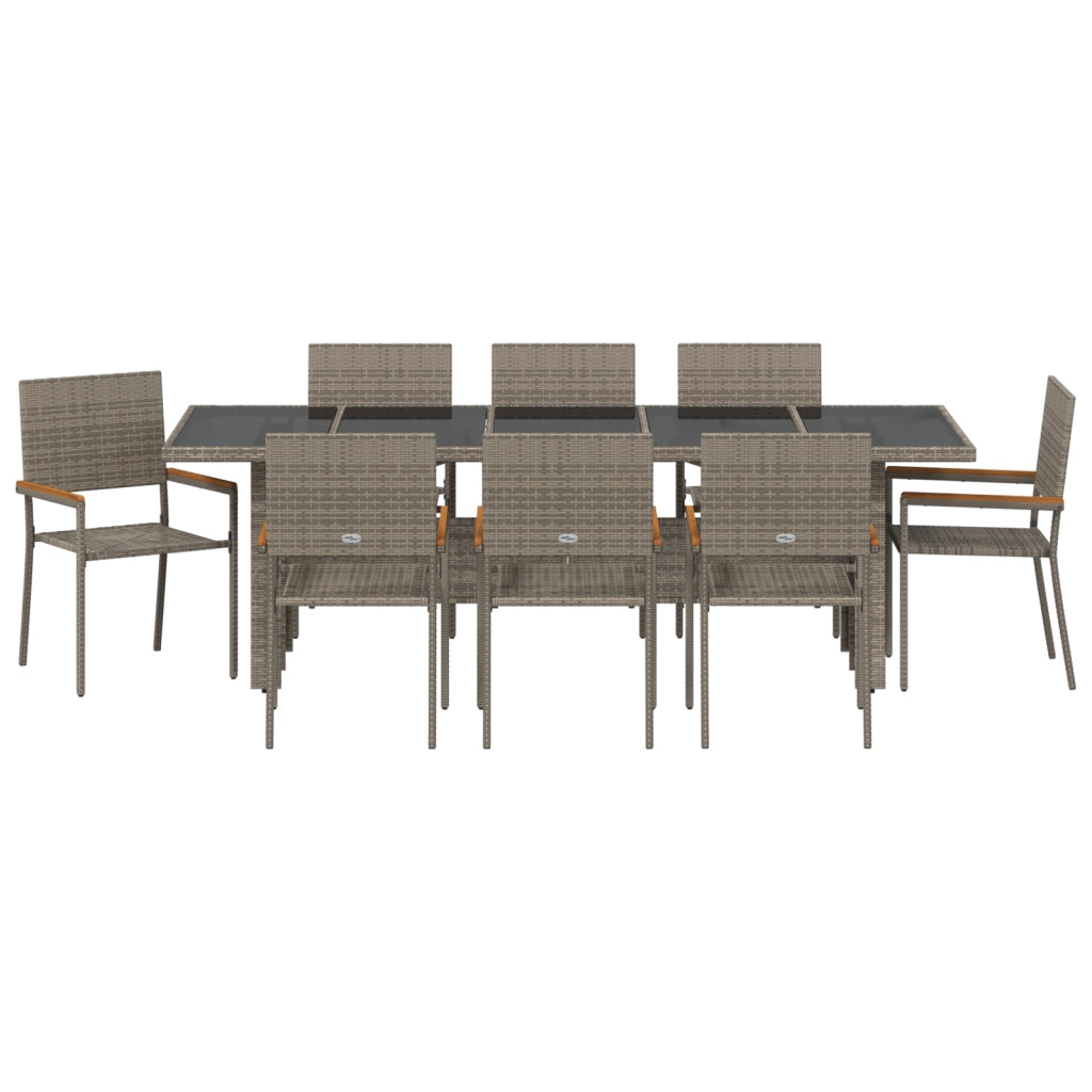 Set da pranzo da giardino  9 pezzi Grigio in polyrattan