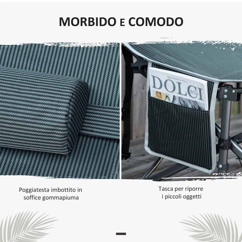 Letto da Campeggio Pieghevole Imbottito con Tasca ¨C Zephmum ¨C Grigio 188x64.5x53 cm