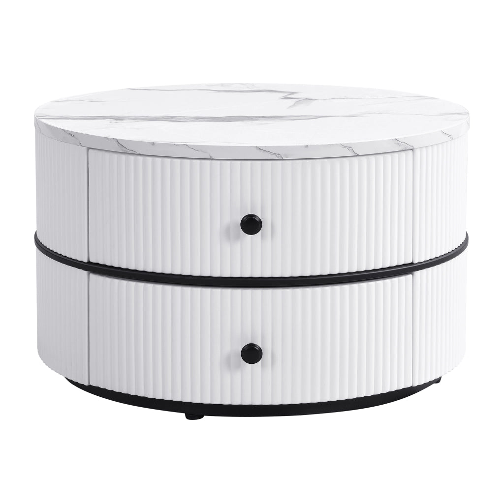 Set tavolini da caffè 60x60x46 cm e 50x50x31 cm; con 2 cassetti; MDF; bianco