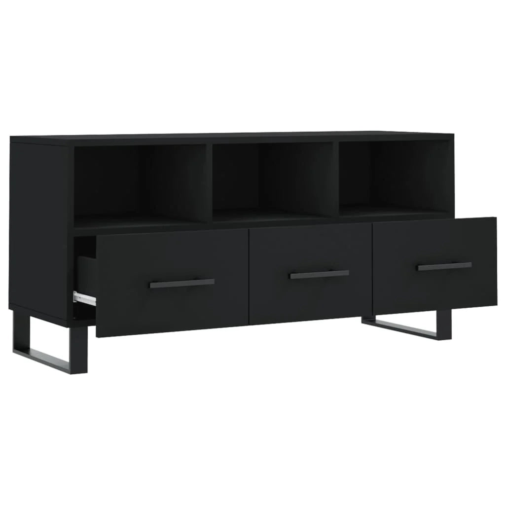 Mobile TV multimediale scaffale TV credenza mobile TV sala da pranzo soggiorno camera da letto 102 x 36 x 50 cm legno ingegnerizzato nero 02_0025602