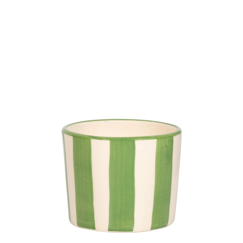 Lido Set 2 Bicchieri Tumbler Righe Verde Ceramica Artigianale Fatta a Mano Civita Castellana Design Vintage Forma Coppetta Gelato Serie Lido