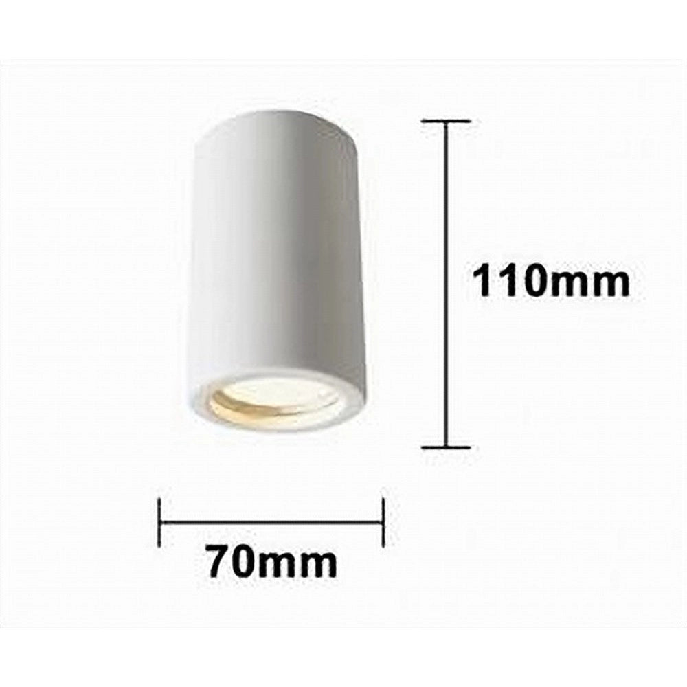 Trade Shop - Porta Faretto Lampada Soffitto Gu10 Cilindro Gesso H110mm Verniciabile Gs-c110-t -