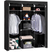 Armadio da toeletta in tessuto Nyana Home 170x150x45cm, 3 ante, 7 fori, 1 armadio nero