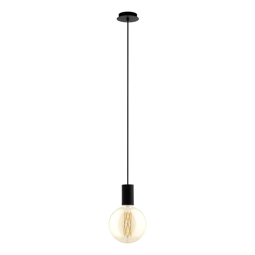 Lampadario A Sospensione Contemporaneo Pozueta Acciaio Nero 1 Luce E27