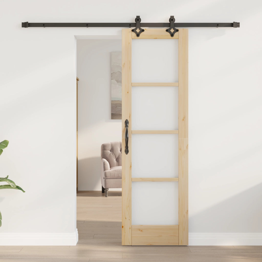 Porta Scorrevole  con Set Hardware 'ORKDAL'Legno Massello & Vetro