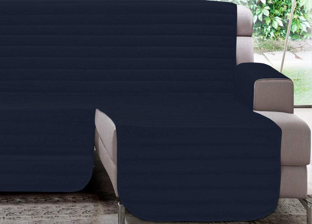 Copridivano Trapuntato Per Divani Con Penisola Modello Simpaty - 190 cm - Blu