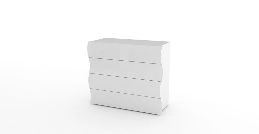 Comò 4 Cassetti 100x40x81,5 cm Onda 4C Bianco Lucido