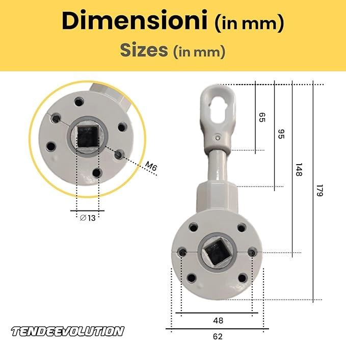 Arganello Speed per Tende da Sole - Colore Grigio - Rapporto 3:1 - Made in Italy